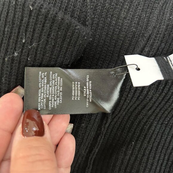 Wilfred Free Aritzia Sweater Womens L Black Wool Chunky Open Cardigan Ribbed - Picture 7 of 10